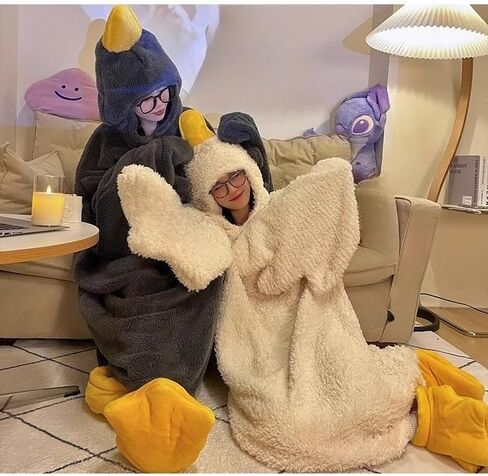 بيجامة نيسيي بغطاء للرأس للبالغين من cacacece - رداء نوم كرتوني من القطيفة المضحكة، ملابس نوم دافئة، ملابس نوم تنكرية لطيفة (أبيض، مقاس XX-Large) in Kuwait