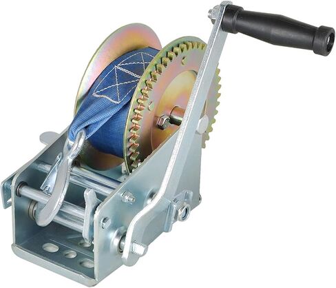 findmall Heavy Duty Hand Winch 3500lbs Hand Crank Strap Gear with 10m (32ft) Strap Manual Operated Two-Way Ratchet Boat Trailer Marine in Saudi Arabia