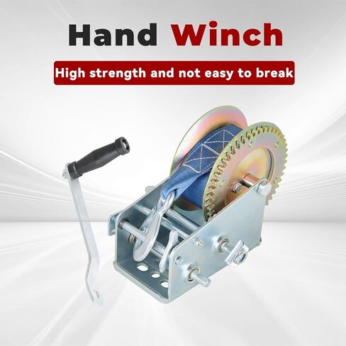 findmall Heavy Duty Hand Winch 3500lbs Hand Crank Strap Gear with 10m (32ft) Strap Manual Operated Two-Way Ratchet Boat Trailer Marine in Saudi Arabia