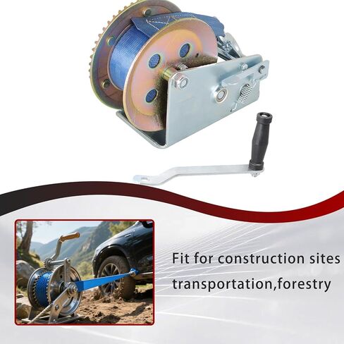 findmall Heavy Duty Hand Winch 3500lbs Hand Crank Strap Gear with 10m (32ft) Strap Manual Operated Two-Way Ratchet Boat Trailer Marine in Saudi Arabia