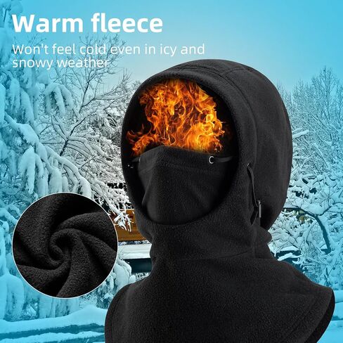 ROCKBROS Balaclava Ski Mask for Men & Women, Windproof Fleece Winter Face Mask for Extreme Cold Weather, Warm Hood for Skiing, Motorcycling & Running Black in Saudi Arabia