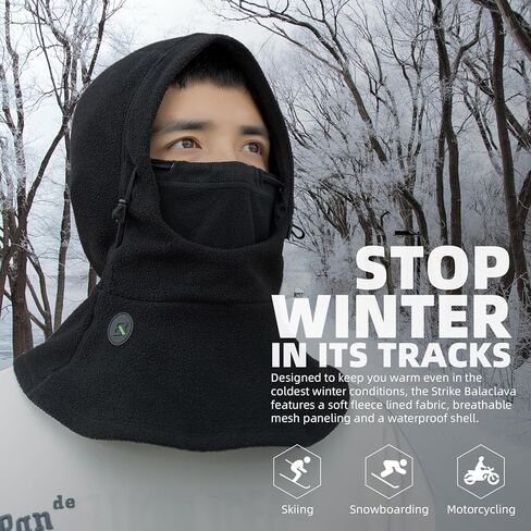 ROCKBROS Balaclava Ski Mask for Men & Women, Windproof Fleece Winter Face Mask for Extreme Cold Weather, Warm Hood for Skiing, Motorcycling & Running Black in Saudi Arabia
