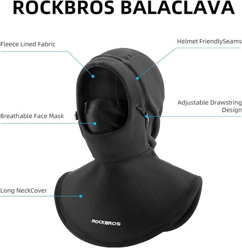 ROCKBROS Balaclava Ski Mask for Men & Women, Windproof Fleece Winter Face Mask for Extreme Cold Weather, Warm Hood for Skiing, Motorcycling & Running Black in Saudi Arabia