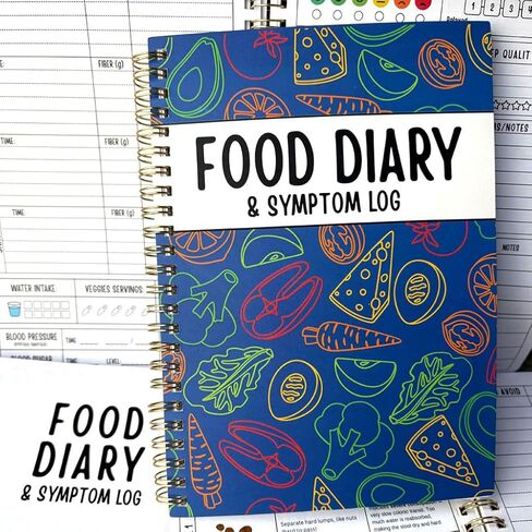 مذكرات الطعام وكتاب سجل الأعراض - مجلة الطعام اليومية ومتتبع صحة الأمعاء لـ IBS، وانخفاض FODMAP، والحساسية والتعصب - تخطيط من صفحتين للوجبات، والنوم، والمزاج، وحركات الأمعاء، والألياف، والسكر وضغط الدم - Keto، Paleo، Whole30، A5 Spiral Planner in Kuwait