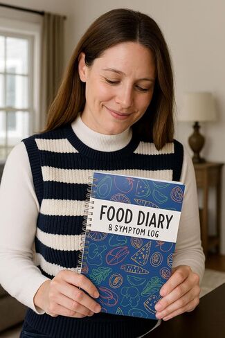 مذكرات الطعام وكتاب سجل الأعراض - مجلة الطعام اليومية ومتتبع صحة الأمعاء لـ IBS، وانخفاض FODMAP، والحساسية والتعصب - تخطيط من صفحتين للوجبات، والنوم، والمزاج، وحركات الأمعاء، والألياف، والسكر وضغط الدم - Keto، Paleo، Whole30، A5 Spiral Planner in Kuwait