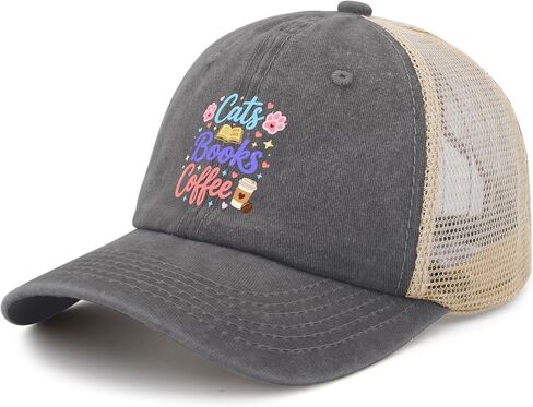 Sleeping Cat and Books with Coffee Hat for Men Funny Washed Distressed Baseball in Saudi Arabia
