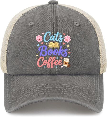 Sleeping Cat and Books with Coffee Hat for Men Funny Washed Distressed Baseball in Saudi Arabia