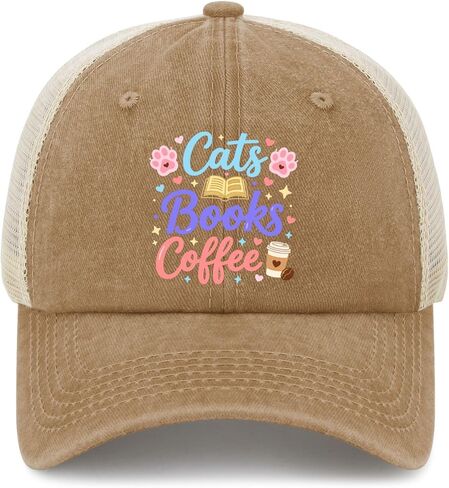 Sleeping Cat and Books with Coffee Hat for Men Funny Washed Distressed Baseball in Saudi Arabia