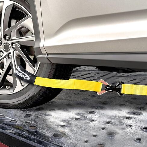 أشرطة ربط السيارة للمقطورات مقاس 2 بوصة × 10 أقدام - خطافات J مع مشابك أمان (قوة كسر 10,000 رطل) - 4 عبوات من أشرطة ربط إطارات المركبات الثقيلة مع أشرطة محورية لمقطورة الشاحنة in Kuwait