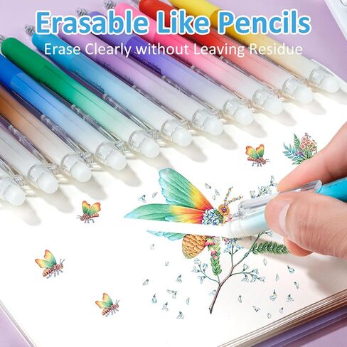 Solati 12 Colors Erasable Gel Pens, Fine Point 0.7mm Colored Erasable Pens, Make Mistakes Disappear, Assorted Color Inks for Writing, Journaling, Taking Notes, School Office Home (12colors) in Saudi Arabia