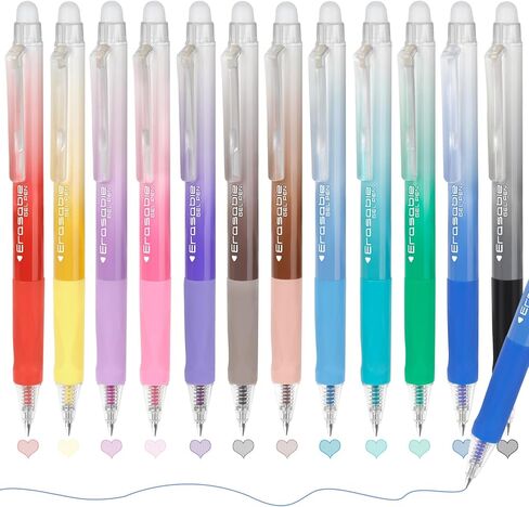 Solati 12 Colors Erasable Gel Pens, Fine Point 0.7mm Colored Erasable Pens, Make Mistakes Disappear, Assorted Color Inks for Writing, Journaling, Taking Notes, School Office Home (12colors) in Saudi Arabia