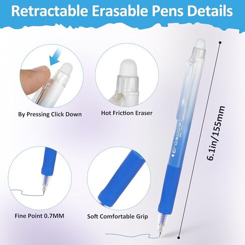 Solati 12 Colors Erasable Gel Pens, Fine Point 0.7mm Colored Erasable Pens, Make Mistakes Disappear, Assorted Color Inks for Writing, Journaling, Taking Notes, School Office Home (12colors) in Saudi Arabia