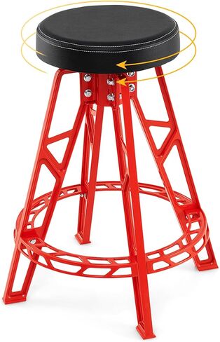 Goplus Swivel Shop Stool, 400LBS 360° Rotatable Meachanic Chair with 3" Thick Padded Seat, Footrest, Heavy Duty Aluminum Frame, 28" Tall Garage Stool for Work Shop, Auto Repair in Saudi Arabia