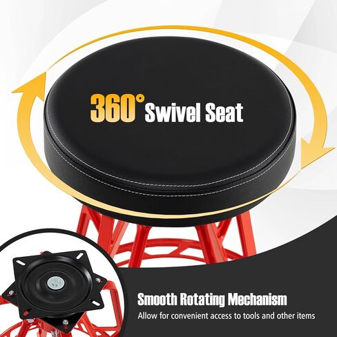 Goplus Swivel Shop Stool, 400LBS 360° Rotatable Meachanic Chair with 3" Thick Padded Seat, Footrest, Heavy Duty Aluminum Frame, 28" Tall Garage Stool for Work Shop, Auto Repair in Saudi Arabia