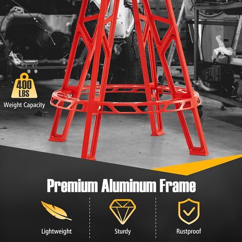 Goplus Swivel Shop Stool, 400LBS 360° Rotatable Meachanic Chair with 3" Thick Padded Seat, Footrest, Heavy Duty Aluminum Frame, 28" Tall Garage Stool for Work Shop, Auto Repair in Saudi Arabia
