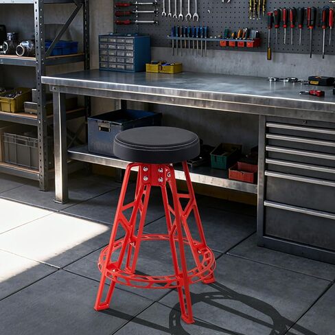 Goplus Swivel Shop Stool, 400LBS 360° Rotatable Meachanic Chair with 3" Thick Padded Seat, Footrest, Heavy Duty Aluminum Frame, 28" Tall Garage Stool for Work Shop, Auto Repair in Saudi Arabia
