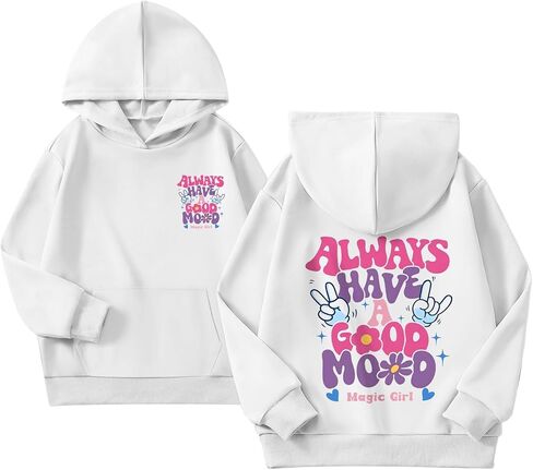 KEEVICI Cute Aesthetic Hoodies For Girls Preppy Kawaii Kids Graphic Hoodie Magic Girl Sweatshirt Cotton Letter Print Pullover in Saudi Arabia