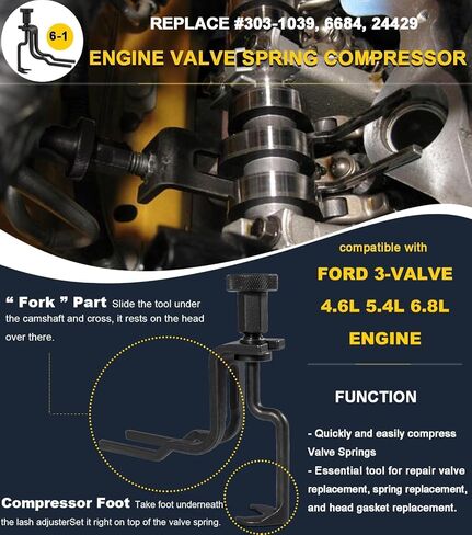 6 قطع أدوات حزام التوقيت لمحركات Ford 4.6L 5.4L 6.8L 3V، مجموعة أدوات ضاغط زنبركي الصمام، أداة تثبيت كام فيزر، أداة إسفين سلسلة التوقيت، حامل وضع العمود المرفقي، مسمار تثبيت كام فيزر in Saudi Arabia