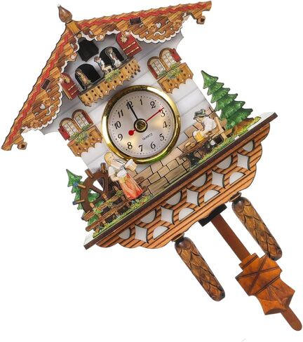 Cabilock Traditional Cuckoo Clock Wall Decor Construction Clear Display Silent Chiming Birdhouse Design for Living Office Bedroom for Home in Saudi Arabia