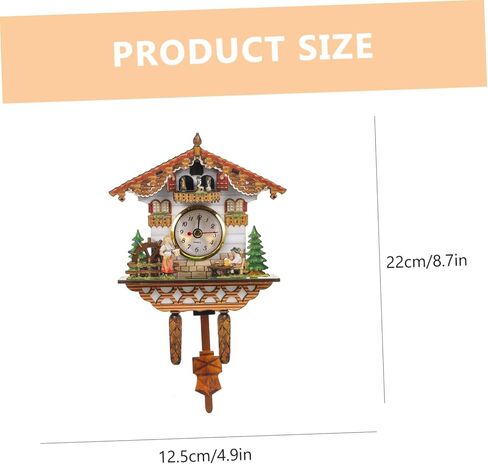 Cabilock Traditional Cuckoo Clock Wall Decor Construction Clear Display Silent Chiming Birdhouse Design for Living Office Bedroom for Home in Saudi Arabia