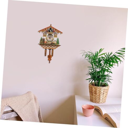Cabilock Traditional Cuckoo Clock Wall Decor Construction Clear Display Silent Chiming Birdhouse Design for Living Office Bedroom for Home in Saudi Arabia