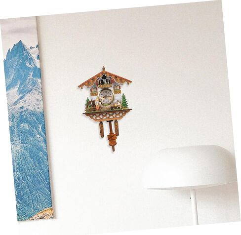 Cabilock Traditional Cuckoo Clock Wall Decor Construction Clear Display Silent Chiming Birdhouse Design for Living Office Bedroom for Home in Saudi Arabia
