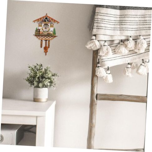 Cabilock Traditional Cuckoo Clock Wall Decor Construction Clear Display Silent Chiming Birdhouse Design for Living Office Bedroom for Home in Saudi Arabia
