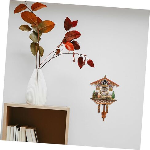 Cabilock Traditional Cuckoo Clock Wall Decor Construction Clear Display Silent Chiming Birdhouse Design for Living Office Bedroom for Home in Saudi Arabia
