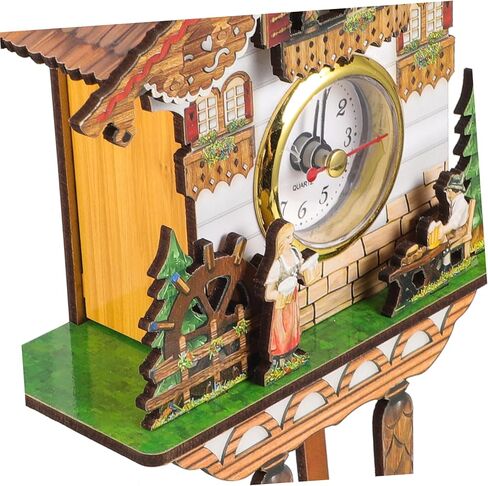 Cabilock Traditional Cuckoo Clock Wall Decor Construction Clear Display Silent Chiming Birdhouse Design for Living Office Bedroom for Home in Saudi Arabia