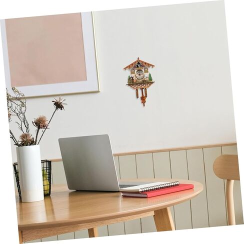 Cabilock Traditional Cuckoo Clock Wall Decor Construction Clear Display Silent Chiming Birdhouse Design for Living Office Bedroom for Home in Saudi Arabia