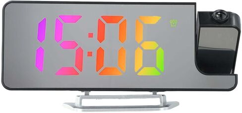 Projection Alarm Clock with Temperature Display, Digital LED Clock Radio for Bedroom – 12/24-Hour Time, Adjustable Ceiling/Wall Projection, Plastic Housing, External Power Supply(colored light) in Saudi Arabia