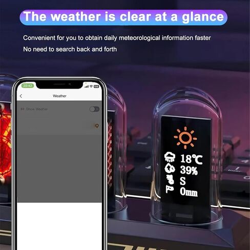 ساعة أنبوبية RGB، ساعة أنبوبية Nixie متوهجة LED مع شاشة ملونة IPS مقاس 1.14 بوصة، 16 مليون لون و3 أوضاع إضاءة، إعدادات الطقس، شاشة 12/24 ساعة، للمنزل in Saudi Arabia