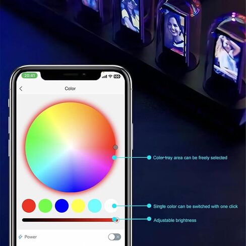 ساعة أنبوبية RGB، ساعة أنبوبية Nixie متوهجة LED مع شاشة ملونة IPS مقاس 1.14 بوصة، 16 مليون لون و3 أوضاع إضاءة، إعدادات الطقس، شاشة 12/24 ساعة، للمنزل in Saudi Arabia