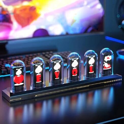 ساعة أنبوبية RGB، ساعة أنبوبية Nixie متوهجة LED مع شاشة ملونة IPS مقاس 1.14 بوصة، 16 مليون لون و3 أوضاع إضاءة، إعدادات الطقس، شاشة 12/24 ساعة، للمنزل in Saudi Arabia