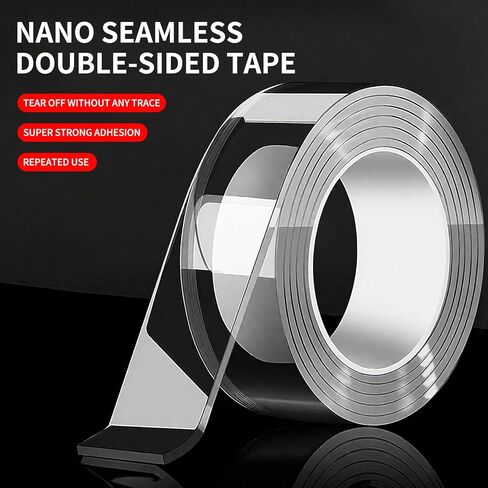 Nano Double Sided Tape Heavy Duty - 10ft (3m) × 0.8in (2cm) Clear Mounting Tape, Removable Strong Adhesive for Walls, Carpet, Rug, Home Decor – No Residue, Washable, Reusable, Invisible Traceless Tape in Saudi Arabia