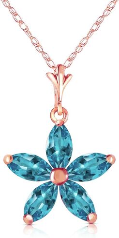 Galaxy Gold GG 14k Yellow, White, Rose Gold Necklace with Blue Topaz Flower Pendant in Saudi Arabia