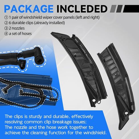 FL3Z15022A69B ممسحة الزجاج الأمامي لوحة القلنسوة متوافقة مع 2015-2020 Ford F150 غطاء النافذة الأمامية لوحة إدراج مع خراطيم الفوهات استبدال FL3Z15022A69-B FL3Z15022A68C، اليسار واليمين in Kuwait