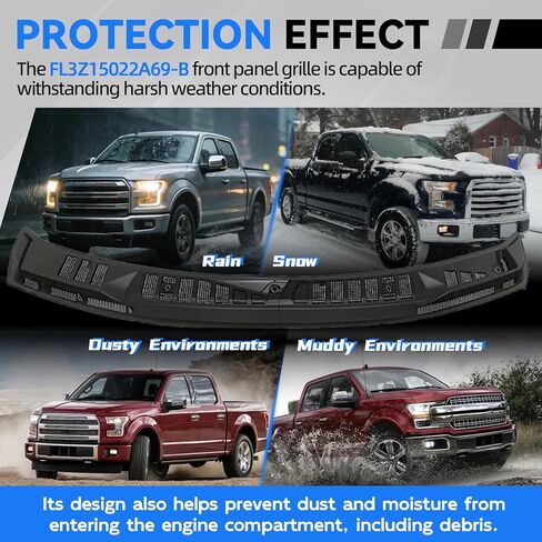 FL3Z15022A69B ممسحة الزجاج الأمامي لوحة القلنسوة متوافقة مع 2015-2020 Ford F150 غطاء النافذة الأمامية لوحة إدراج مع خراطيم الفوهات استبدال FL3Z15022A69-B FL3Z15022A68C، اليسار واليمين in Kuwait