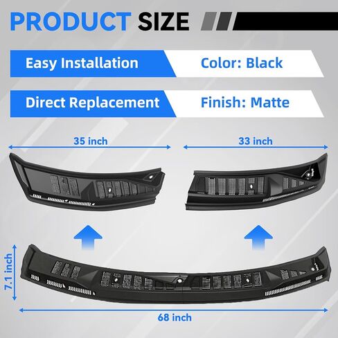 FL3Z15022A69B ممسحة الزجاج الأمامي لوحة القلنسوة متوافقة مع 2015-2020 Ford F150 غطاء النافذة الأمامية لوحة إدراج مع خراطيم الفوهات استبدال FL3Z15022A69-B FL3Z15022A68C، اليسار واليمين in Kuwait