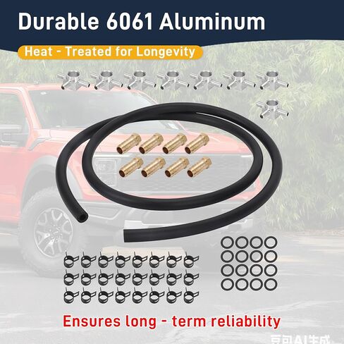 لسيارة Ford 7.3L IDI ديزل - مجموعة خط إرجاع حاقن الوقود - 6061 ألومنيوم - تتضمن خراطيم وحلقات فيتون ومشابك in Kuwait