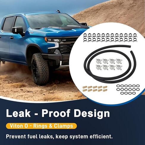 لسيارة Ford 7.3L IDI ديزل - مجموعة خط إرجاع حاقن الوقود - 6061 ألومنيوم - تتضمن خراطيم وحلقات فيتون ومشابك in Kuwait
