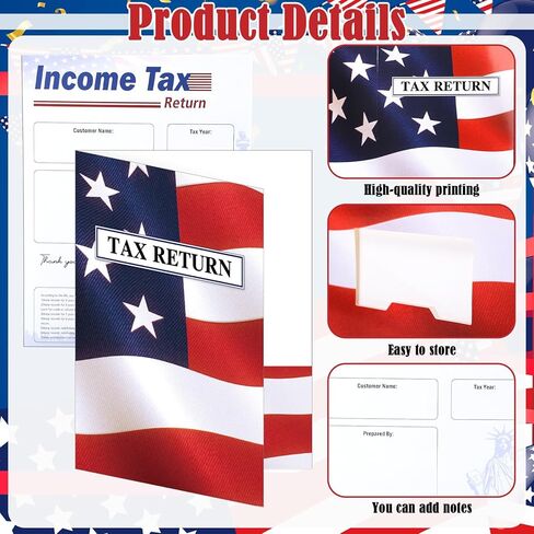 مجموعة مجلدات ومظاريف إقرارات الضرائب مكونة من 200 قطعة، مقاس 9 × 12 بوصة، و100 ظرف مطبوع و100 منظم ضريبة الدخل مع فتحة لبطاقة العمل للمحاسبين والشركات in Kuwait
