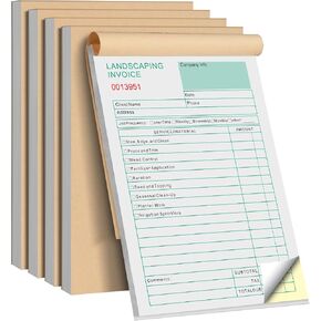 5 Packs Garden Service Invoice Book,2-Part Carbonless Garden Invoice Receipt Book, 5.7 X 8.3 inch Landscaping Invoice Book (50 Sets Each Pad) in Kuwait