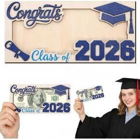 حامل أموال التخرج من فئة سوداء لعام 2026، صندوق هدايا خشبي أنيق قطعة واحدة للخريجين، هدية مثالية للتخرج من المدرسة الثانوية in Kuwait
