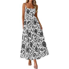 فستان نسائي طويل بوهو لربيع 2026 من PRETTYGARDEN، فستان صيفي طويل متدفق منقوش عليه زهور، ملابس صيفية لقضاء العطلات على الشاطئ in Kuwait