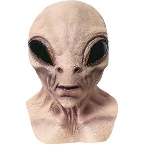 Alien Mask, Latex Horror UFO Full Head Dress Up Mask for Adults Halloween Headdress Party Props - Light Brown in Saudi Arabia