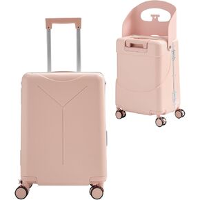حقيبة سفر تابو 20 بوصة للركوب مع مقعد قابل للطي، حقيبة حمل صلبة للركوب مع قفل TSA ودوار قابل للقفل 360 درجة، للأطفال والكبار، وردي in Kuwait