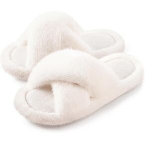 شبشب نسائي من HomeTop ذو شريط متقاطع منفوش ومنزل داخلي من القطيفة الناعمة in Kuwait