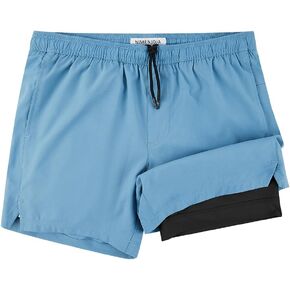 NIMENJOJA شورت رجالي للجري 5.5 بوصة 2 في 1 شورت ضغط رياضي سريع الجفاف للرجال in Kuwait