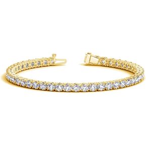 Houston Diamond District 2 to 28 Carat Lab Grown Diamond Classic Tennis Bracelet, 4-Prong Setting for Women (E–F Color, VS2–SI1 Clarity) 14K Yellow Gold 2 Carat Round Shape in Saudi Arabia